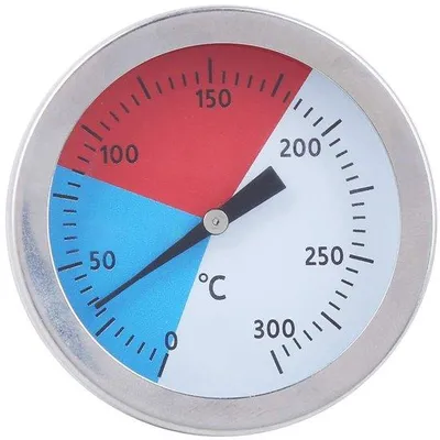 Productafbeelding van Roestvrijstalen barbecue-thermometer - Temperatuurmeter van 0-300 °C - Thermometer voor houtskoolbarbecues en kachelfornuizen - Veilig en duurzaam