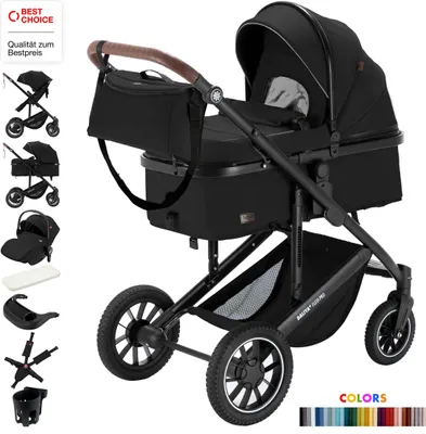 Produktbild von Daliya® FLEXI-PRO M 3in1 Kinderwagen & Buggy mit i-Size Babyschale, Memory-Knöpfe, Kinderwagen mit Auto-Babyschale, Leicht, Großer Einkaufskorb