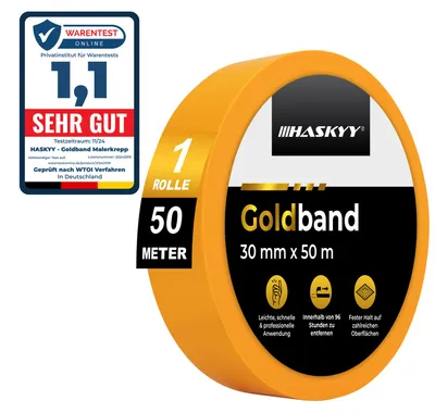 Produktbild von HASKYY Goldband 30mm x 50m Malerkrepp Kreppband 1x Malerband