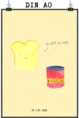 Produktbild von Mr. & Mrs. Panda Bild Toast Marmelade DIN A0 - Gelb Pastell - Geschenk, Lustige Sprüche, Dreamteam, Brot, drucke, wanddeko, Süß, Plakat, Toastbrot, Wandbild, Kunstdruck