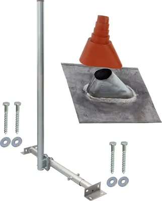 Produktbild von SkyRevolt Aufdachsparrenhalter SAT TV 120cm Mast Blei-Abdeckblech Tülle rot