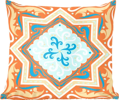 Produktbild von MuchoWow® Zierkissen Sofakissen Wohnzimmer Dekokissen 45x45 cm Geometrische Formen - Blau - Orange - Schlafpolster - Polster für das Sofa
