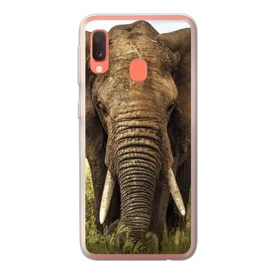 Produktbild von MuchoWow® Handyhülle Schutzhülle Hülle für Samsung Galaxy A20e Elefant - Gras - Tiere - Natur Silikon Softcase Handy Hülle - Abdeckung