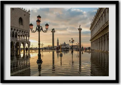 Produktbild von Bild - Bilder - Bilderrahmen - 70 cm x 50 cm - MDF-Rahmen, Wandkunst Venedig, Italien
