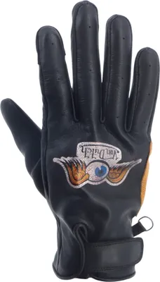 Productafbeelding van Von Dutch X Helstons Vision, geperforeerde motorhandschoenen, zwart/goud, maat 9