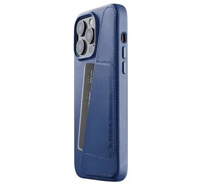 Image de Étui portefeuille en cuir Mujjo pour iPhone 14 Pro Max bleu