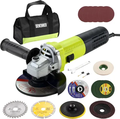Imagen del producto de Amoladora angular DEWINNER de 1000W, 2000-12000 RPM, con 20 accesorios, amoladora profesional con bolsa de herramientas, discos de 125 mm, para cortar y lijar
