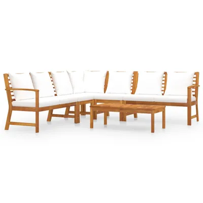 Produktbild von vidaXL 6-tlg. Garten-Lounge-Set mit Auflagen Creme Massivholz Akazie