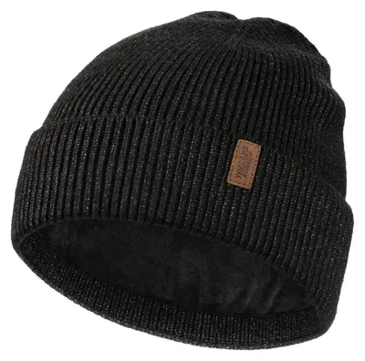 Immagine prodotto di Berretto da uomo in maglia con fodera in pile, taglia unica, color grigio scuro