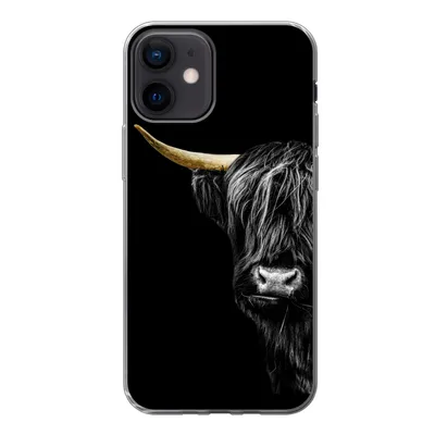 Produktbild von MuchoWow® Handyhülle Schutzhülle Hülle für iPhone 12 Schottischer Hochländer - Kühe - Gold Silikon Softcase Handy Hülle - Schutzhülle