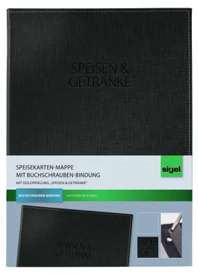Produktbild von SIGEL SM131  Speisekarten-Mappe, Buchschrauben-Bindung, A4, schwarz
