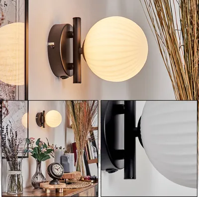 Produktbild von Isorella Wandlampe aus Metall/Riffelglas in Schwarz/Weiß