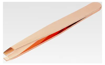 Produktbild von Edelstahl-Pinzette für Augenbrauen und Gesichtshaarentfernung, 9,5 cm, rutschfester Griff, für Damen und Herren (Roségold)