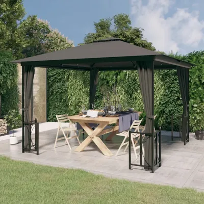 Obrázok produktu pre Pavilón Living Store s bočnými stenami a dvojitou strechou 3x3 m antracitový