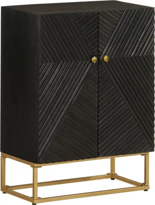 Image de Buffet noir 55x30x76 cm bois massif de manguier et fer