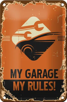 Produktbild von Blechschild Retro 12x18cm Auto my garage my rules