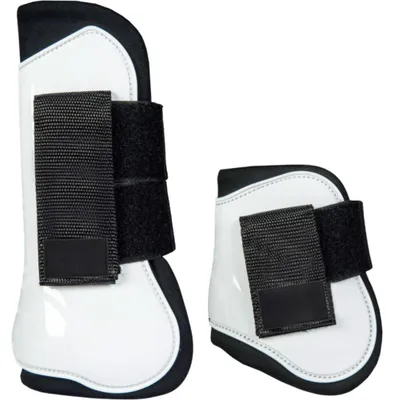 Produktbild von HKM Springgamaschen und Streichkappen 4er-Set Genua Weiß/ Schwarz Pony