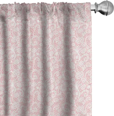 Immagine prodotto di ABAKUHAUS Tende orientali, tendaggi, grazioso disegno monocromatico con motivo floreale ripetitivo e griglia esagonale in pizzo, 2 pezzi 75 x 245 cm, bianco cipria
