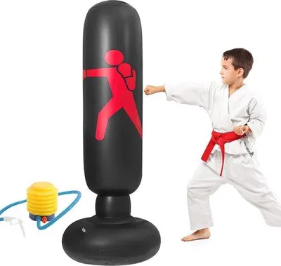 Produktbild von Famanu Boxsack für Kinder - Aufblasbarer Freistehender Boxsack 160 cm