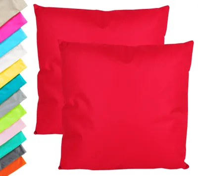 Produktbild von JACK 2er Set Outdoor Kissenhülle Kissenbezug 45x45cm Wasserfest Sitzkissen Lounge Kissen Garten Stuhl Lotus Effekt, Farbe:Rot