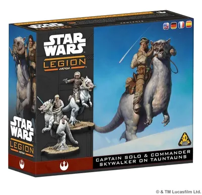 Zdjęcie produktu dla Star Wars Legion: Han Solo i Luke Skywalker na tauntaunie – dodatek do gry z figurkami – EN/DE/FR/ES
