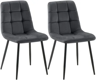 Produktbild von CLP 2er Set Esszimmerstühle Tilde gepolstert mit Rückenlehnen bis 150 kg belastbar dunkelgrau Material Samt, KI-generiertes Bild