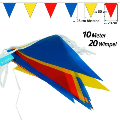 Produktbild von Goodymax® Wimpelkette 10 m Blau-Gelb-Rot