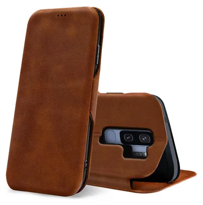 Immagine prodotto di Conie retro flip case per Samsung Galaxy S9 Plus cover portacarte protezione a tutto tondo in marrone