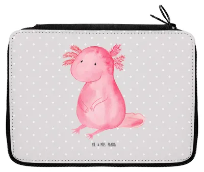 Produktbild von Mr. & Mrs. Panda Mäppchen Axolotl Niedlich - Grau Pastell - Geschenk, Federmappe, Federtasche, Fröhlich, Zufrieden, Schreibmappe, Bleistiftetui, Liebe, Freundin, Weisheit