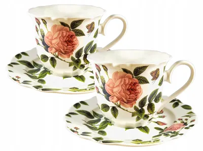 Zdjęcie produktu dla Porcelanowa filiżanka 2szt spodek do kawy i herbaty róża 250ML dla kobiety