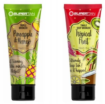 Obrázek produktu pro SuperTan Pineapple And Mango Bronzer 150 Ml + Tropical Fruits Tingle 150 Ml Sada Na Opalování