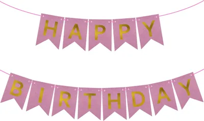 Produktbild von Oblique Unique Happy Birthday Girlande für Kinder Geburtstag Deko Mädchen Party Banner Dekoration - rosa-gold