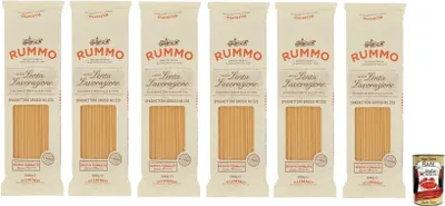 Produktbild von 6x Rummo Spaghettoni Grossi N°220 Pasta Lenta Lavorazione Teigwaren aus Hartweizengrieß Bronze-Zeichnung 500g + Italian Gourmet Polpa di Pomodoro 400g Dose
