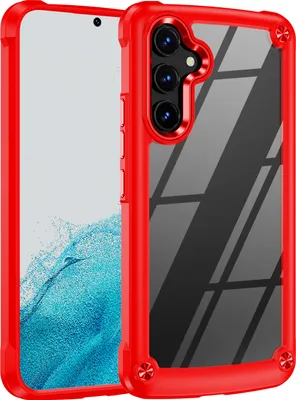Image de Etui pour Samsung Galaxy A54, étui hybride transparent PC TPU bumper et antichoc rouge