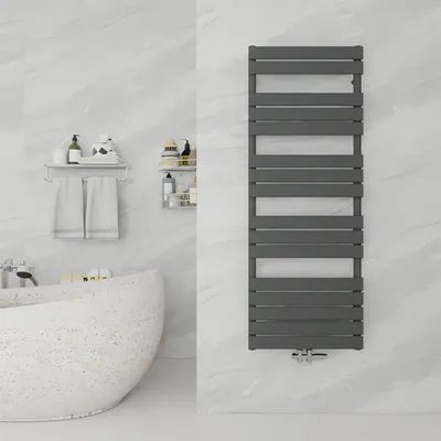 Produktbild von Badheizkörper Design Flach Heizkörper Handtuchhalter Handtuchtrockner 1600 x 600mm Anthrazit Vertikal Garade mit Mittelanschluss Handtuchheizkörper