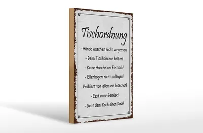 Produktbild von Holzschild Spruch 20x30cm Tischordnung Hände waschen