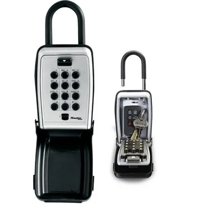 Produktbild von MASTER LOCK Schlüsseltresor mit Bügelhalterung [Medium] [Wetterfest] [Bügel] [Druckknopf] - 5422EURD - Schlüsselsafe