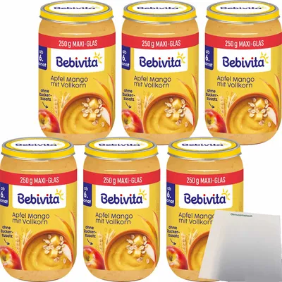 Produktbild von Bebivita Apfel Mango mit Vollkorn ab 6. Monat (6x250g) VPE + usy Block