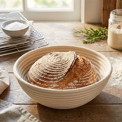 Produktbild von Gärkorb aus Peddigrohr, groß, Ø 24 cm, Brotform
