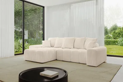 Produktbild von ALTDECOR Ecksofa mit Schlaffunktion und Bettkasten ENIL-L 297x189x68 cm  Beige - Corner Sofa Eckcouch Couch L-Form  Schlafcouch Ausziehbar Wohnlandschaft