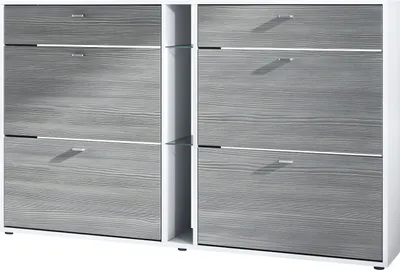 Produktbild von Vladon Schuhschrank Schuhkipper Today 155,5 x 95 x 28 cm,  Germany, Korpus in Weiß matt, Fronten in Avola-Anthrazit