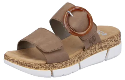 Produktbild von Rieker Damen Pantolette Deko-Schnalle und Klettverschluss V2392, Größe:40 EU, Farbe:Beige