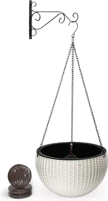 Produktbild von Famanu Blumentopf hängend 26 cm - Selbstbewässerung - inklusive Wandhalterung, Kette und Kokoserde - geeignet für Innen und Außen - Wanddekoration