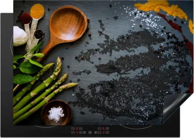 Produktbild von KitchenYeah© Herdabdeckplatte Gewürze - Schöpfkelle - Küche , 75x52cm, Küche Deko, Glaskeramikkochfeld Herdabdeckung, Abdeckplatte fùr Kochfeld