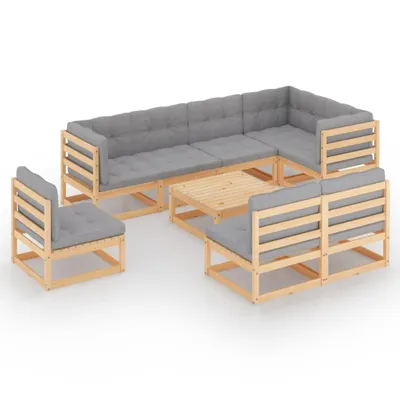 Obrázek produktu pro vidaXL 9dílná zahradní lounge souprava s polštáři Masivní borovicové dřevo