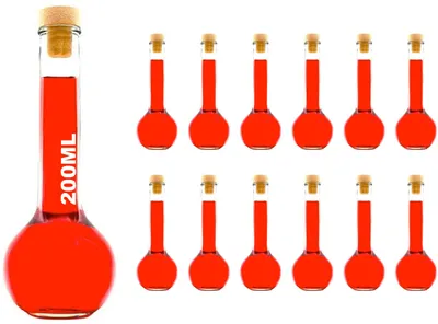 Zdjęcie produktu dla Butelki szklane z korkiem - 200 ml - Zestaw 12 sztuk