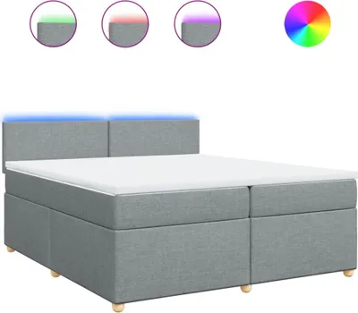 Image de vidaXL Lit boxspring avec matelas gris clair 200x200 cm Tissu