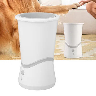 Obrázok produktu pre ZELURXX Automatická umývačka psích labiek, dobíjacia, s mäkkými štetinami, nastaviteľná, elektrický čistič psích labiek, pre domáce zvieratá, biela