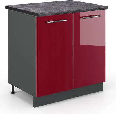 Produktbild von Spülenunterschrank Vicco Fame-Line Bordeaux Hochglanz 80 cm mit Regal, AP Anthrazit, Model 45958