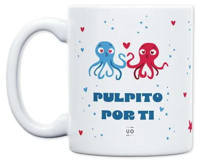 Kaffeebecher mit Tintenfisch-Motiv, Keramik, 350 ml, Liebesgeschenk